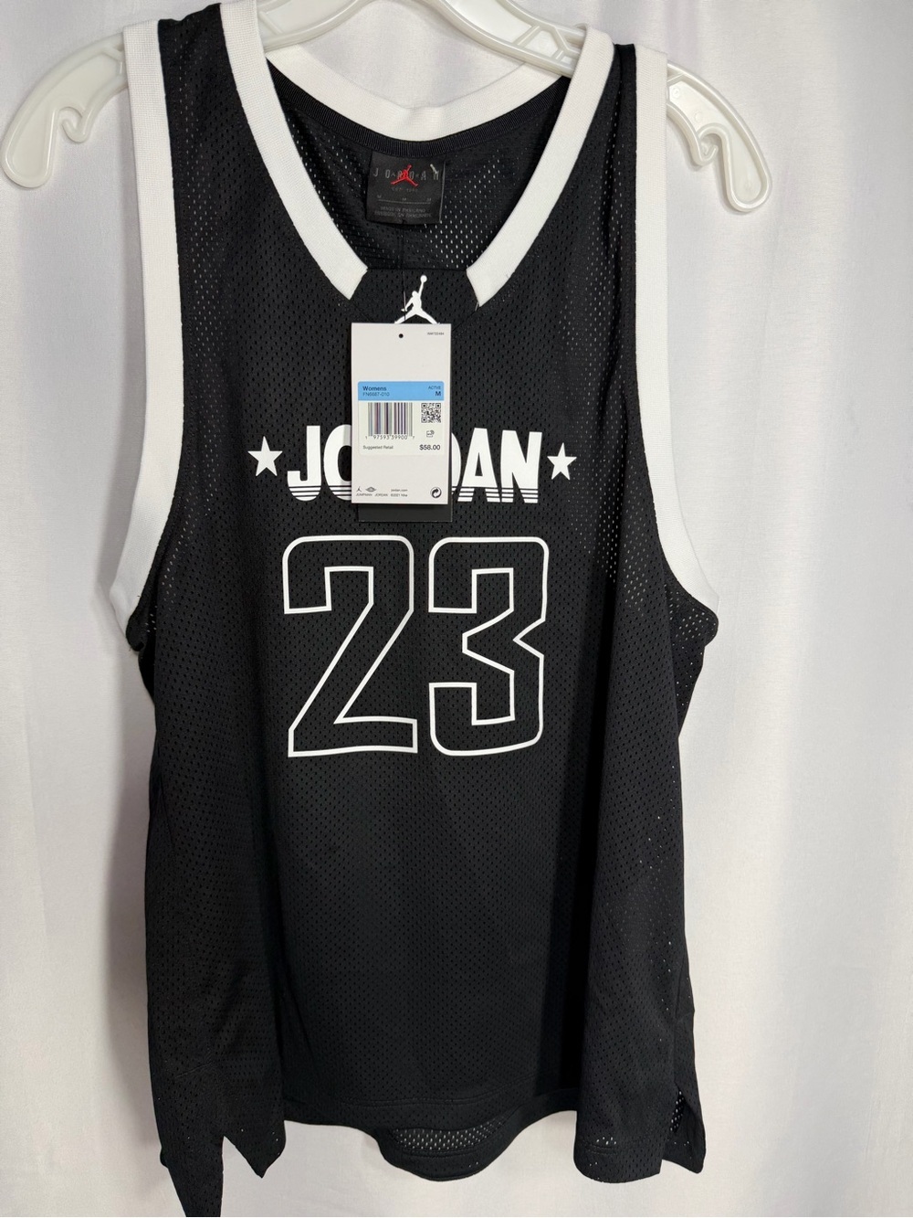 Jordan Black and White 23 Mesh Basketball Jersey size M new w tags